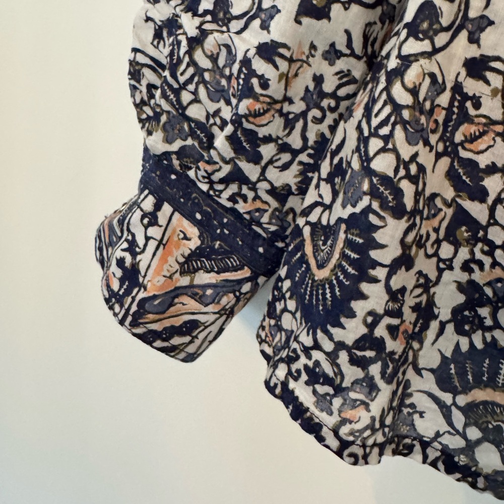 Tory Burch Blue Bridgette Printed Button Down Shirt - Picture 2 of 9